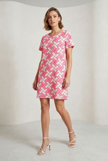 Pink & Cream Patch Print Shift Dress 