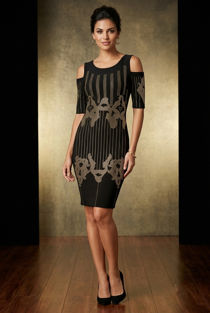 Black Studded Cold Shoulder Bodycon Dress
