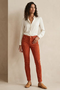 Matte Suede Skinny Rust Jeans
