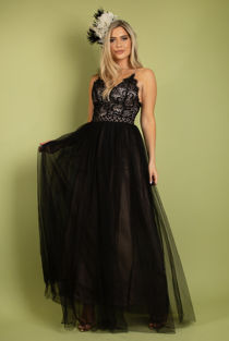Black Cami Lace Bodice Maxi Dress