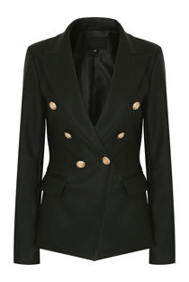PU Golden Button Double Breast Blazer
