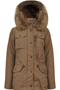 Brown Detachable Fur Collar Parka Coat