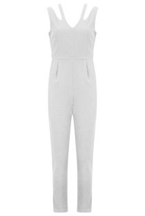 Cream Cut Out Shoulder Jumpsuit