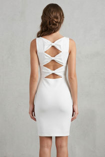 White Bow Back Bodycon Dress