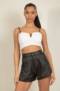 White V Cut Cropped Bralet