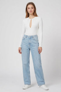 White Key Hole Ribbed Bodysuit