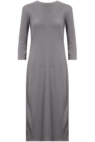 Grey Sides Slitted Long Sleeve Tunic Dress