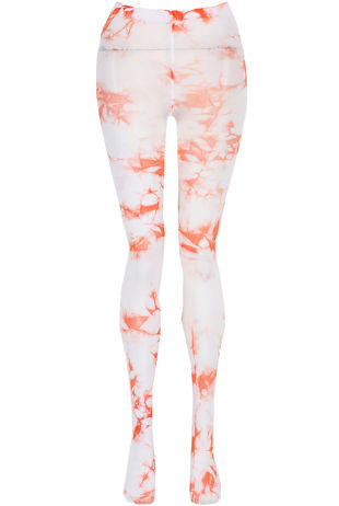 Coral Tie Dye Print High Waisted Tights