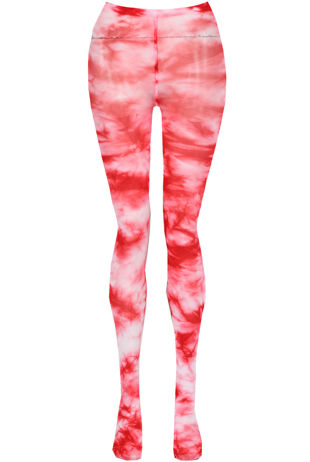 Red Tie Dye Print High Waisted Tights