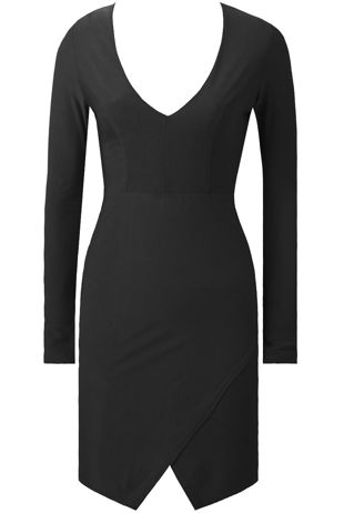 Black Cross Over Bodycon Dress