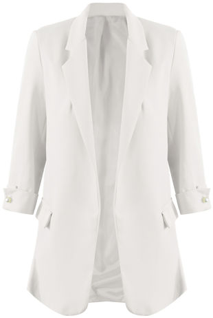 White Roll-up Sleeves Longline Coat