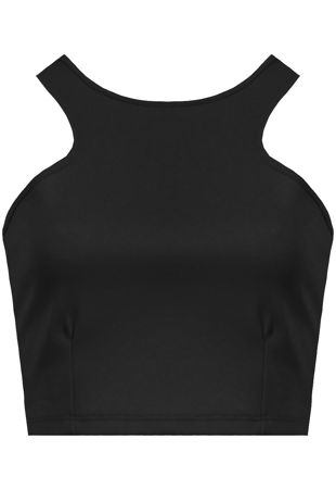 Black Racer Neck Crop Tops 