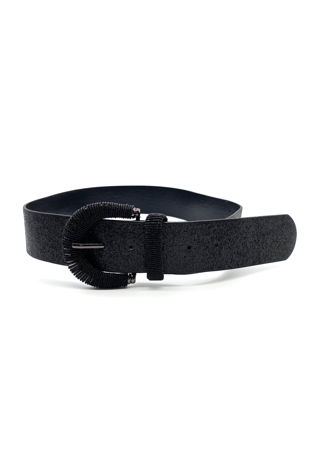 Black Chunky Metallic Glitter Belt