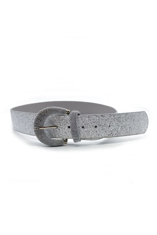 Silver Chunky Metallic Glitter Belt