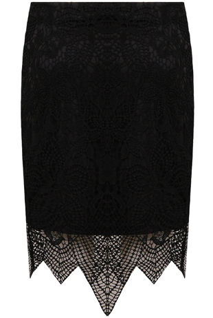 Black Lace Partially Lined Tight Fit Skirts