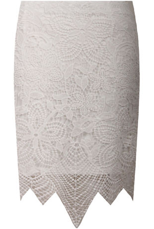White Lace Partially Lined Tight Fit Skirts