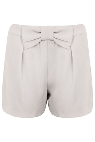 White Tailored Bow Shorts