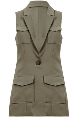 Khaki Tailored Utility Waistcoat