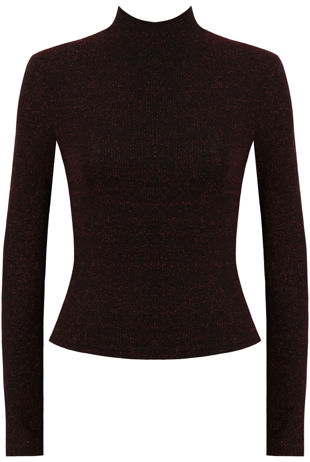 Wine Lurex Knitted Long SleeveTops