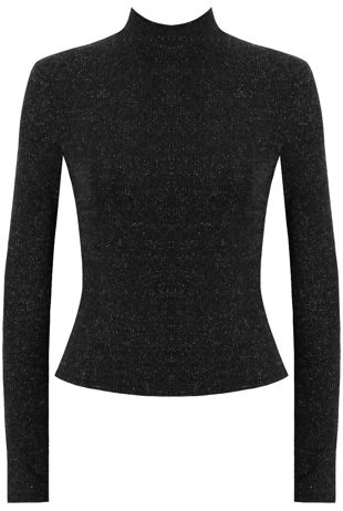 Silver Lurex Knitted Long Sleeve Tops