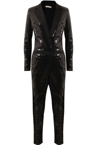 Black Sequin Cross Over Jumpsuit