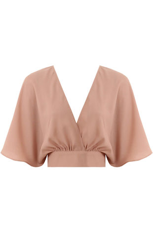 Peach Cross Over Back Tie Up Top
