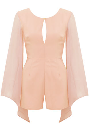 Rose Front Cut Out Wing Sleeve Playsuit