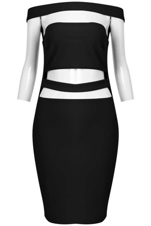 Black Cut Out Off The Shoulder Bandeau Dress 