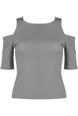 Grey Jersey Cold Shoulder Crop Top
