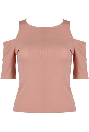 Rose Jersey Cold Shoulder Crop Top