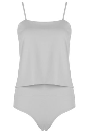 Grey Dual Layer Cami Strap Bodysuit
