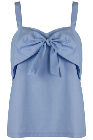 Sky Blue Knot Front Wide Strap Cami Top