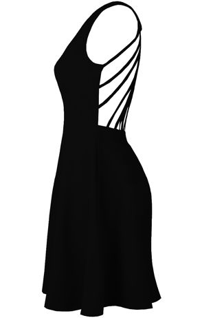 Black Strappy Back Skater Dress