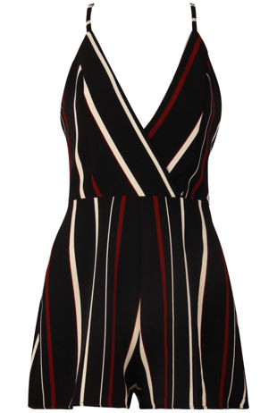 Black Stripe Cami Cross Back Playsuit