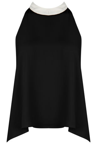 Black Chiffon Split Back Knot Tie Top