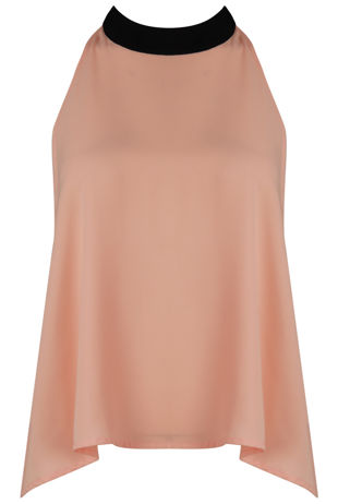 Pink Chiffon Split Back Knot Tie Top