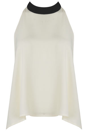 White Chiffon Split Back Knot Tie Top