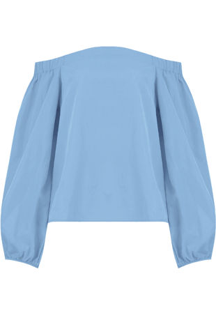 Blue Off Shoulder Knot Sleeve Blouse