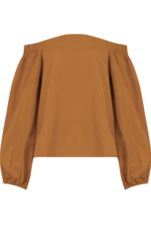 Mustard Off Shoulder Knot Sleeve Blouse 