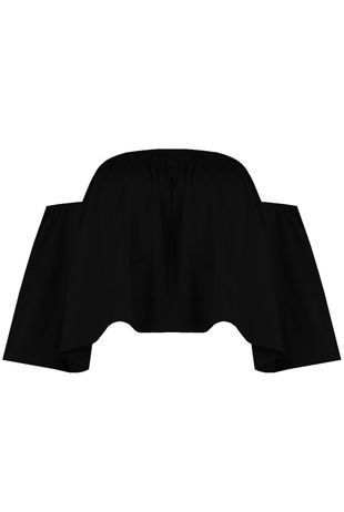 Black Elasticated Off Shoulder Crop Top