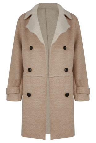  Beige Fleece Lined Overcoat