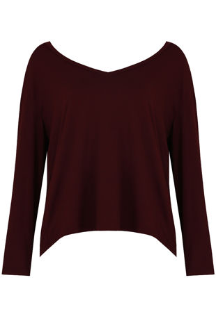 Wine Wide Neck Textured Tops