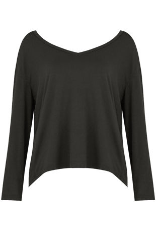 Dark Grey Wide Neck Textured Tops