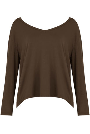 Khaki Wide Neck Textured Tops
