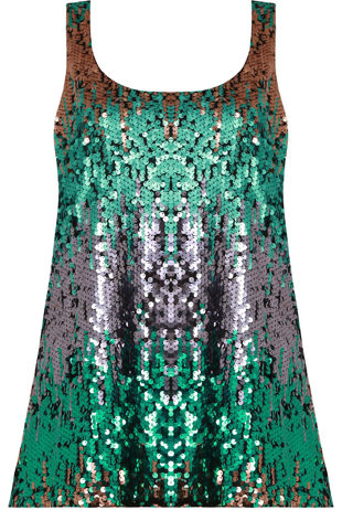 Green Contrast Sequin Crop Top