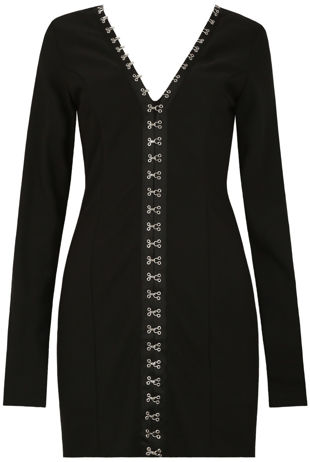 Black Front Hook Up Bodycon Dress