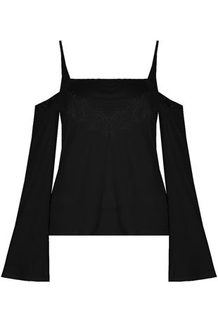 White Cold Shoulder Back Cut Out Crop Tops