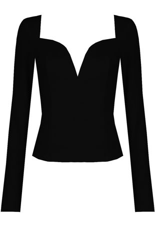 Black Front Low Neck Back Zip Up Top