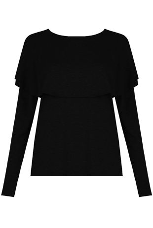 Black Layered Long Sleeve Top