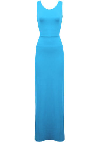 Turquoise Side Cut Out Sleeveless Celebrity Maxi Dress